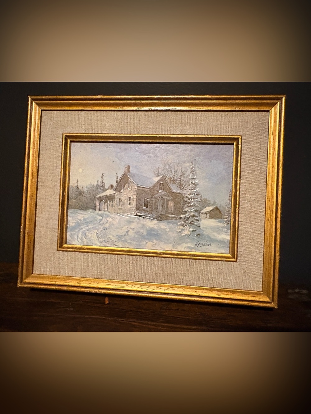 Vintage James Lorimer Keirstead "Snow Laden" Framed Textured Print 1981